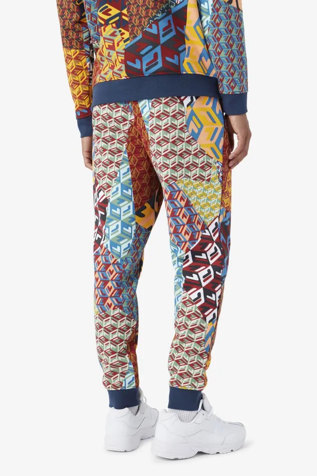 Men Fila Pants and Shorts Amay Jogger Radiant Yellow Print Moonlit Ocean