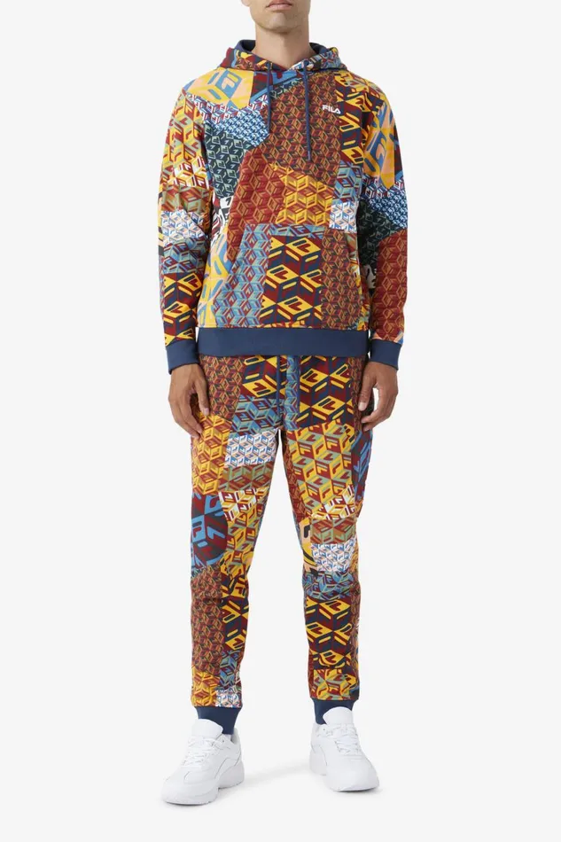 Men Fila Pants and Shorts Amay Jogger Radiant Yellow Print Moonlit Ocean