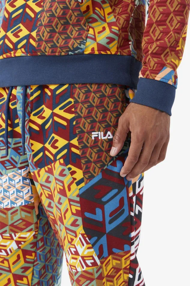 Men Fila Pants and Shorts Amay Jogger Radiant Yellow Print Moonlit Ocean