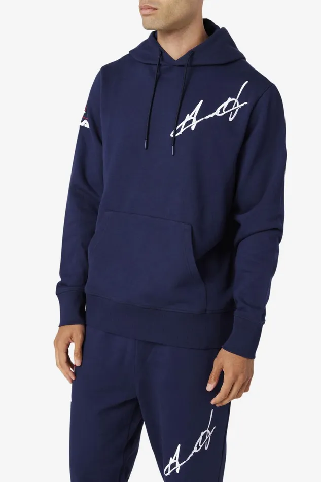 Men Fila Sweatshirts and Hoodies Grant Hill Lazarus Hoodie Navy