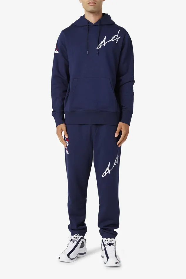 Men Fila Sweatshirts and Hoodies Grant Hill Lazarus Hoodie Navy