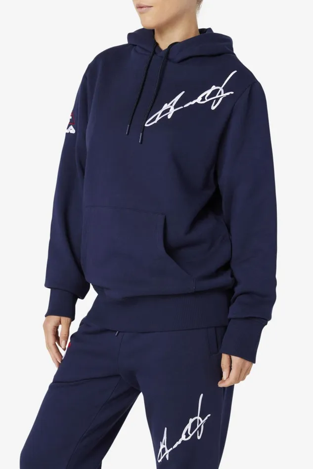 Men Fila Sweatshirts and Hoodies Grant Hill Lazarus Hoodie Navy