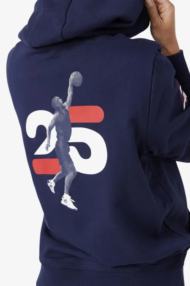 Men Fila Sweatshirts and Hoodies Grant Hill Lazarus Hoodie Navy