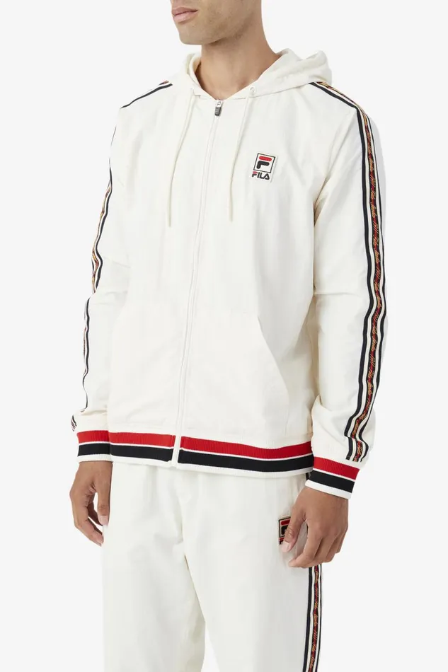 Men Fila Sweatsuits and Tracksuits Faras Wind Jacket Gardenia Black Fila Red