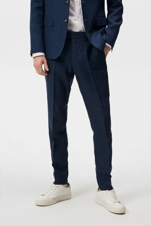 Men Grant Super Linen Pants Blue Indigo JLindeberg Tailored Trousers