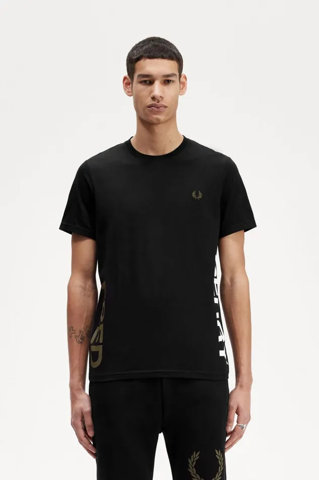 Men Graphic Branding TShirt Black Fred Perry TShirts