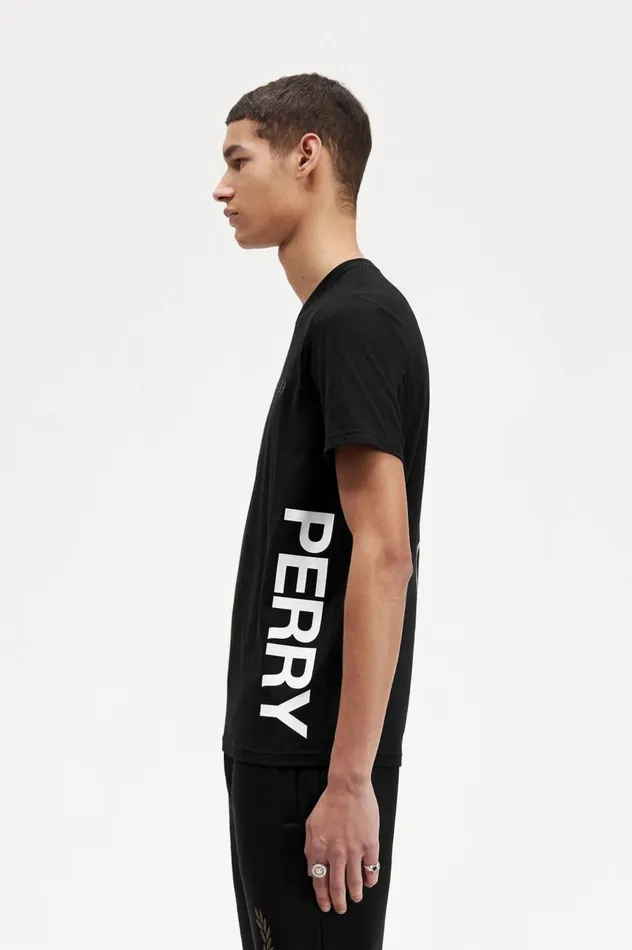 Men Graphic Branding TShirt Black Fred Perry TShirts