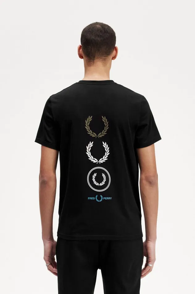 Men Graphic Branding TShirt Black Fred Perry TShirts