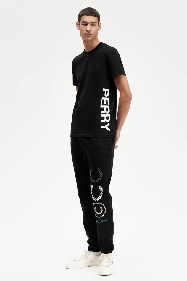 Men Graphic Branding TShirt Black Fred Perry TShirts