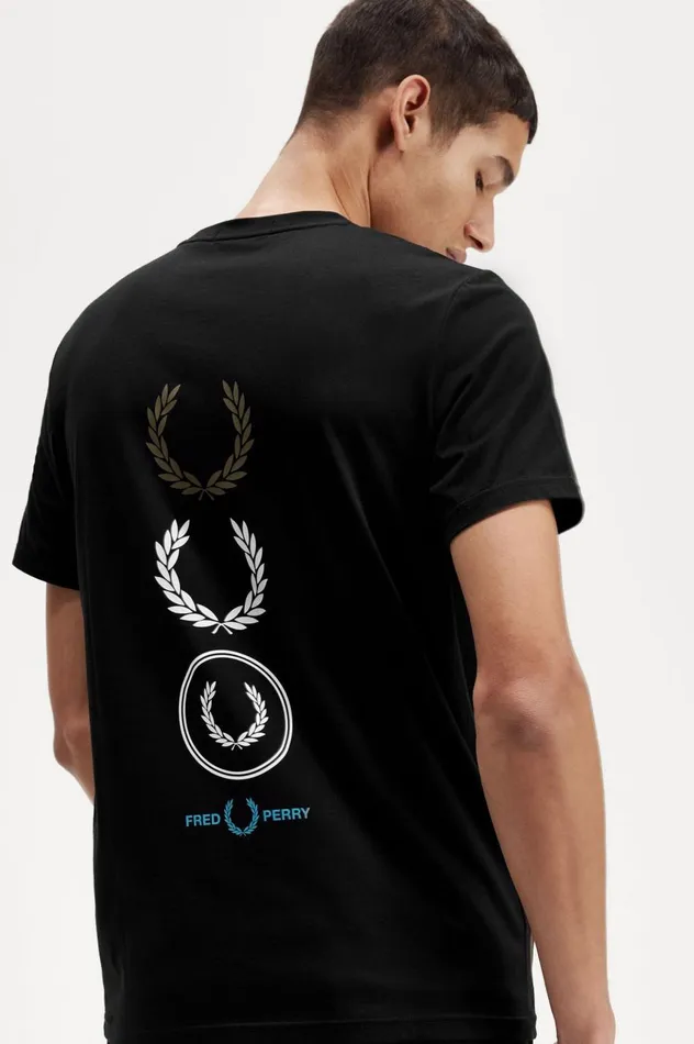 Men Graphic Branding TShirt Black Fred Perry TShirts