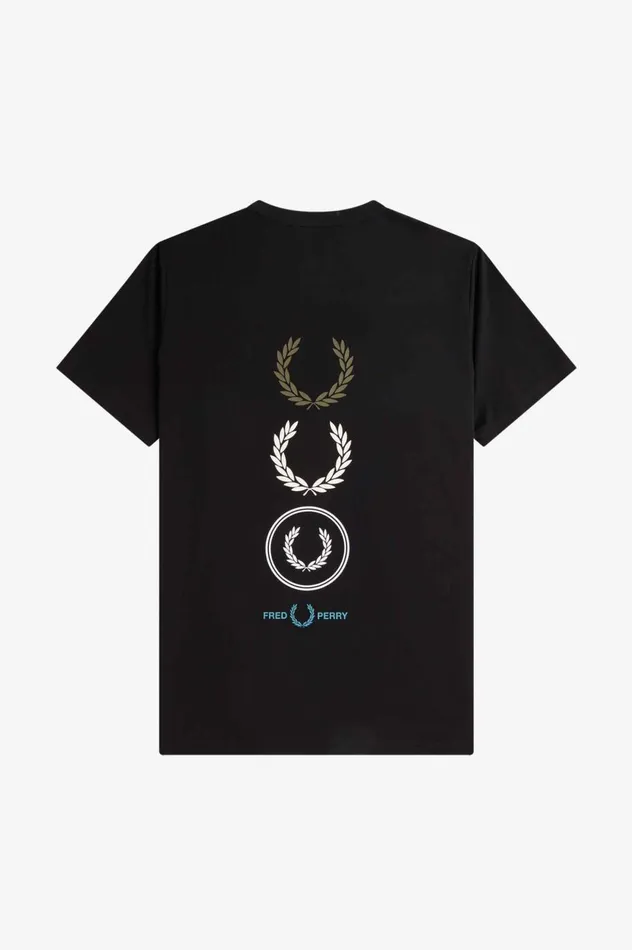 Men Graphic Branding TShirt Black Fred Perry TShirts