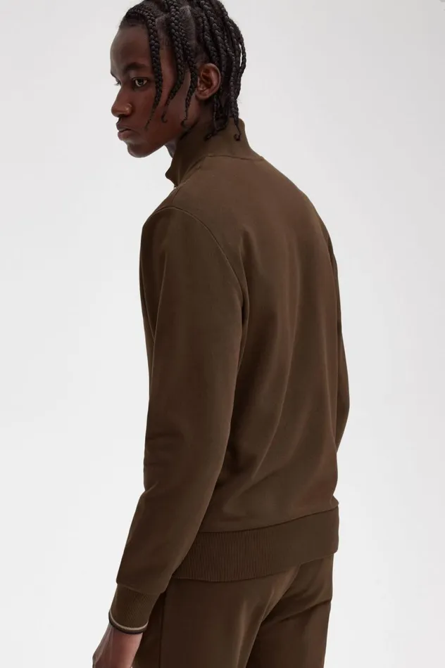 Men Half Zip Sweatshirt Burnt Tobacco Fred Perry Tracksuits
