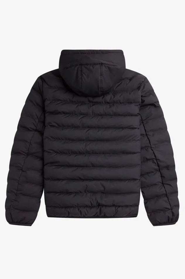 Men Hooded Insulated Jacket Black Fred Perry Coats and Jackets
