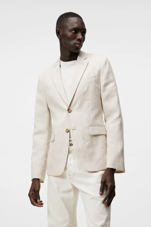 Men Hopper U Super Linen Blazer Safari Beige JLindeberg Blazers