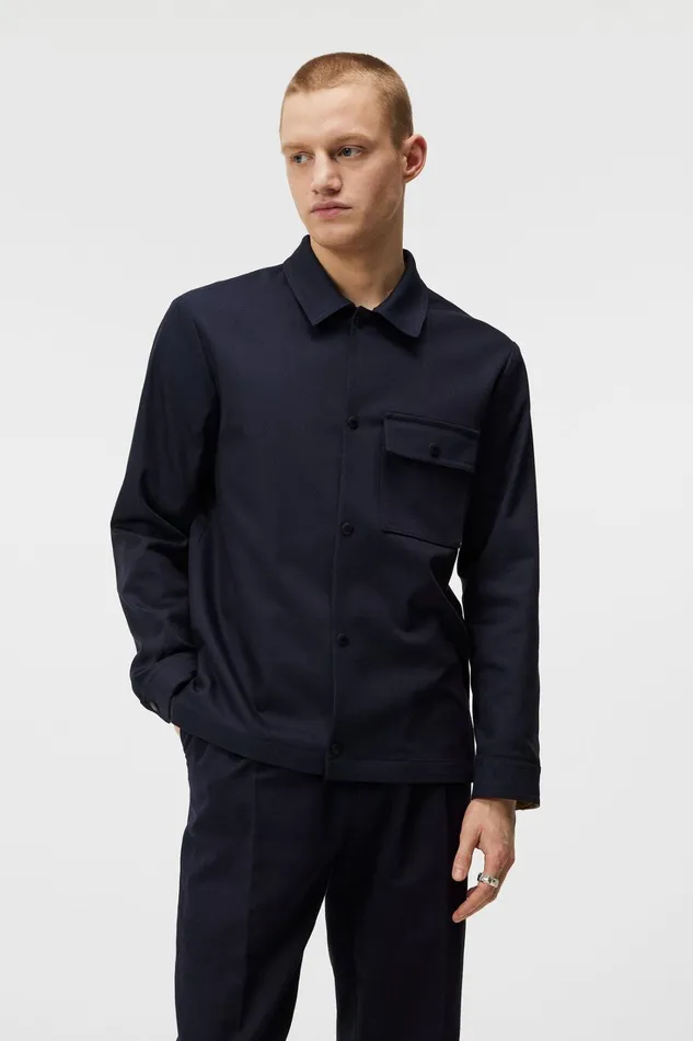 Men Jason Buttoned Cotton Stretch JL Navy JLindeberg Overshirts