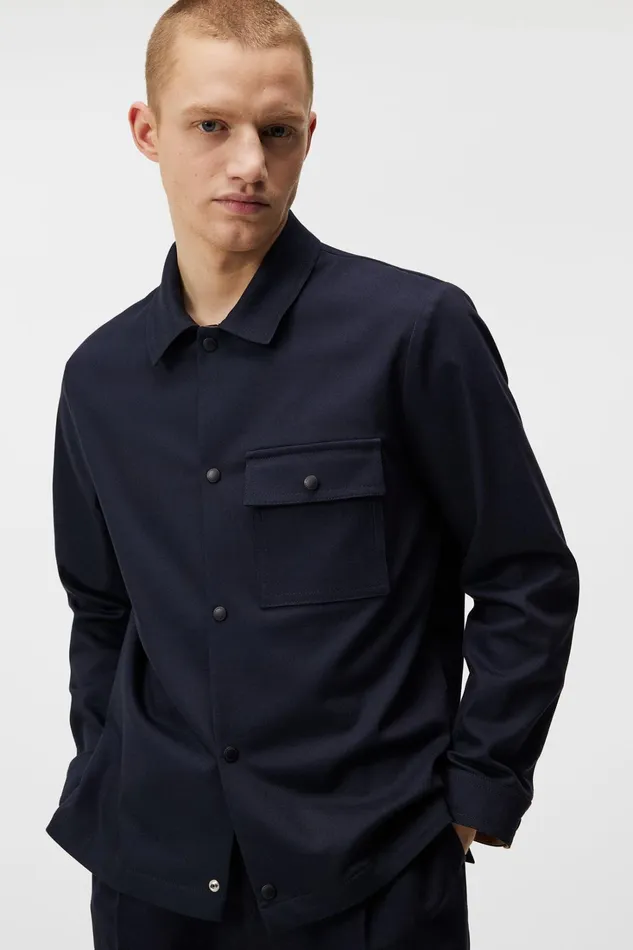 Men Jason Buttoned Cotton Stretch JL Navy JLindeberg Overshirts Men Jason Buttoned Cotton Stretch JL Navy JLindeberg Overshirts