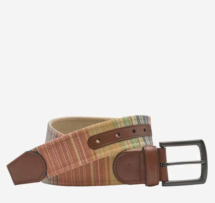 Men Johnston and Murphy Belts Canvas MultiStripe Belt Orange Multi