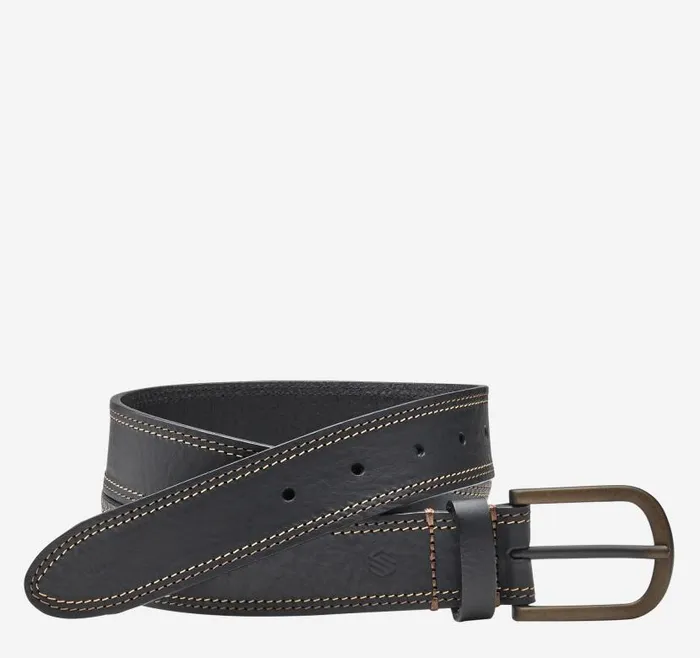 Men Johnston and Murphy Belts Double Contrast Stitched Belt Black