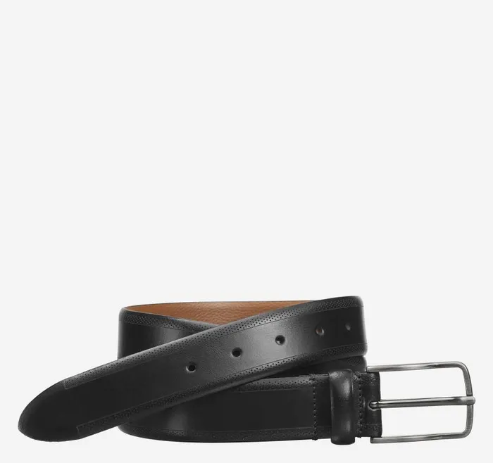 Men Johnston and Murphy Belts EdgePerfed Embossed Belt Black