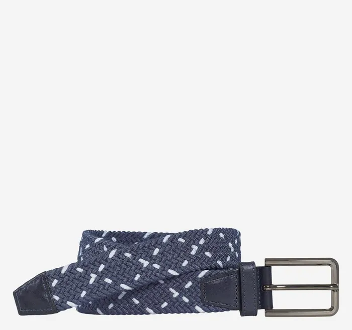 Men Johnston and Murphy Belts Woven StretchKnit Belt Navywhite