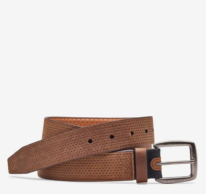 Men Johnston and Murphy Belts XC4 Perforated Belt Tan Oiled