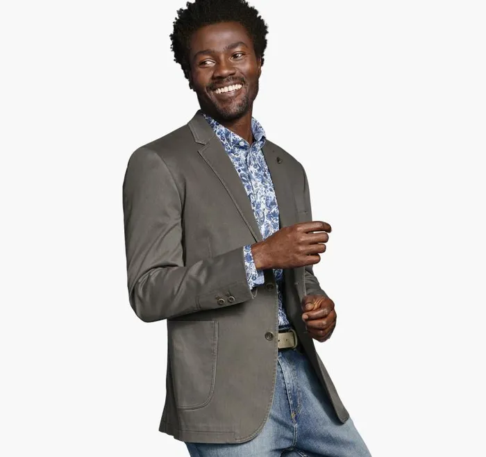 Men Johnston and Murphy Blazers Washed Cotton Blazer Taupe