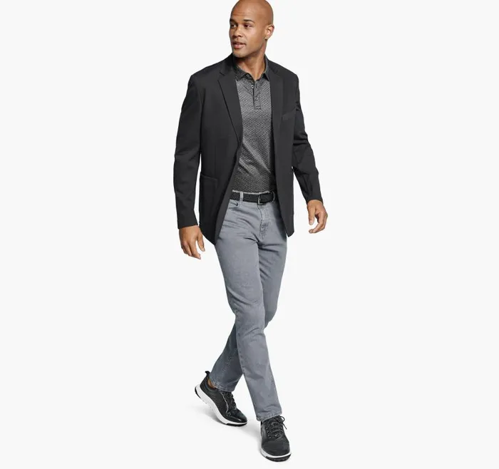 Men Johnston and Murphy Blazers XC Flex Knit Blazer Black Solid Men Johnston and Murphy Blazers XC Flex Knit Blazer Black Solid