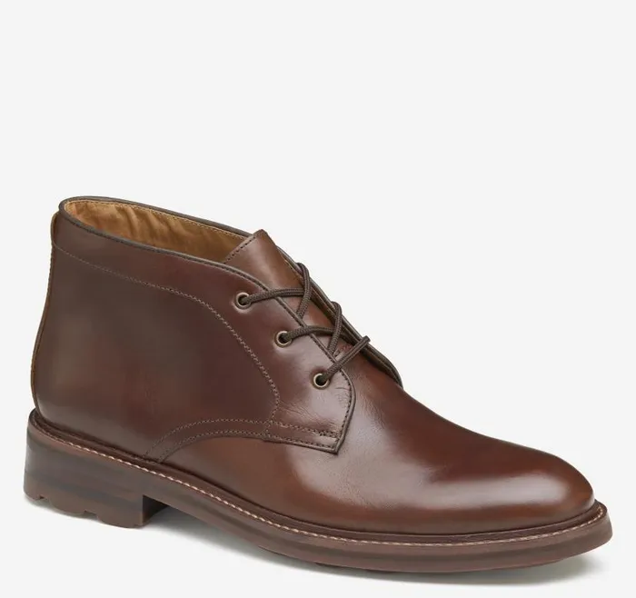 Men Johnston and Murphy Boots Welch Chukka Boot Brandy American Full Grain