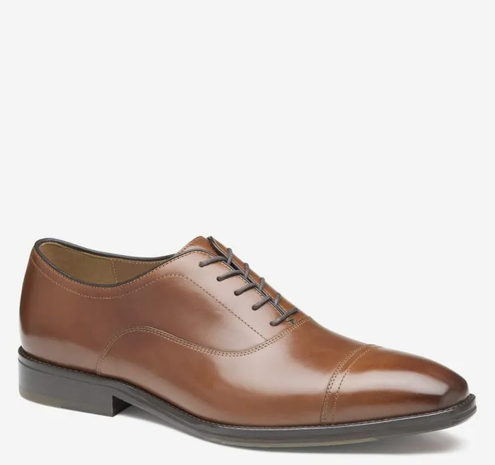Men Johnston and Murphy LaceUps Sullivan Cap Toe Tan Italian Calfskin