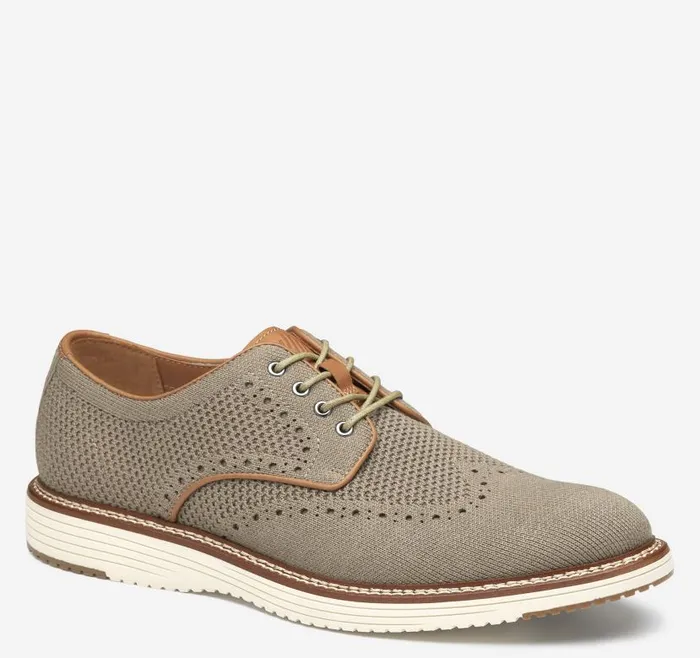 Men Johnston and Murphy LaceUps Upton Knit Wingtip Taupe Heathered Knit