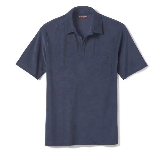 Men Johnston and Murphy Polos and Tees Terry Open Collar Polo Navy Men Johnston and Murphy Polos and Tees Terry Open Collar Polo Navy