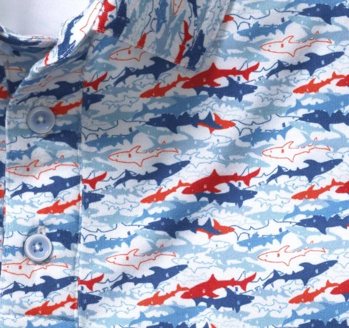 Men Johnston and Murphy Polos and Tees XC4 Performance Polo Bluered Shark Men Johnston and Murphy Polos and Tees XC4 Performance Polo Bluered Shark