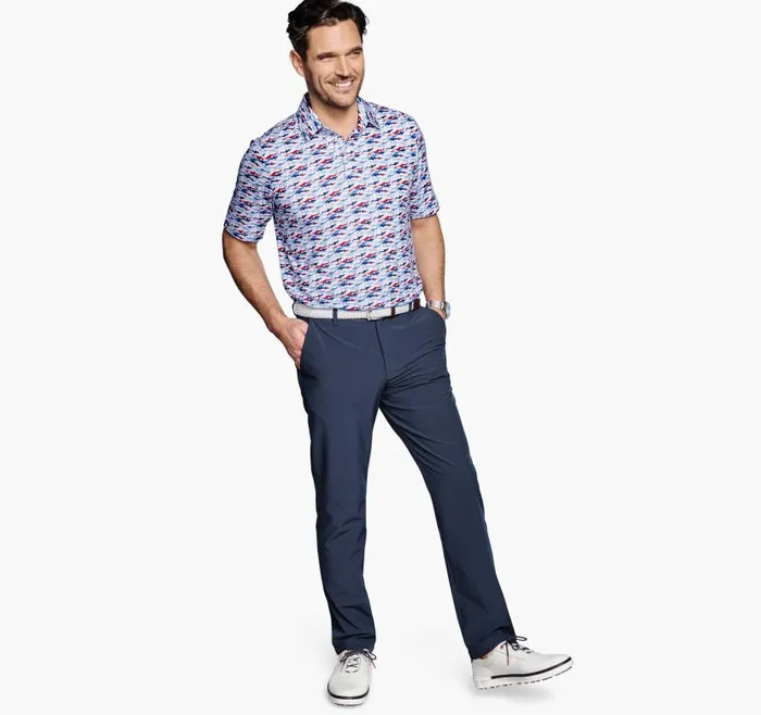 Men Johnston and Murphy Polos and Tees XC4 Performance Polo Bluered Shark Men Johnston and Murphy Polos and Tees XC4 Performance Polo Bluered Shark