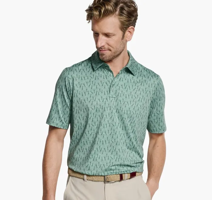 Men Johnston and Murphy Polos and Tees XC4 Performance Polo Green Tonal Guitar