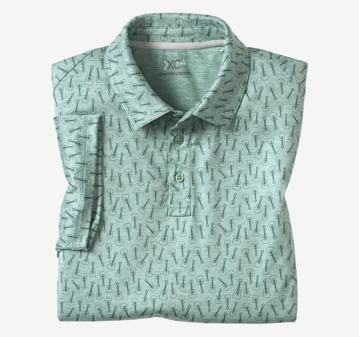 Men Johnston and Murphy Polos and Tees XC4 Performance Polo Green Tonal Guitar Men Johnston and Murphy Polos and Tees XC4 Performance Polo Green Tonal Guitar
