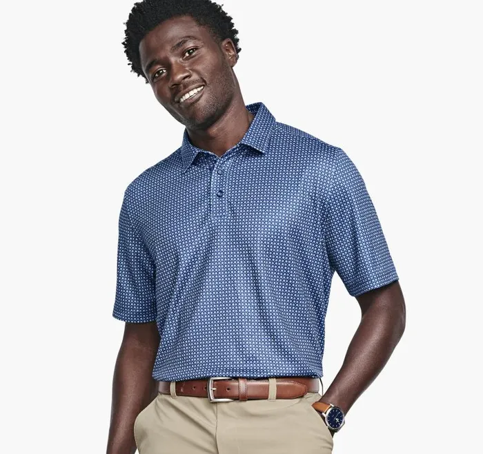Men Johnston and Murphy Polos and Tees XC4 Performance Polo Navy Geo