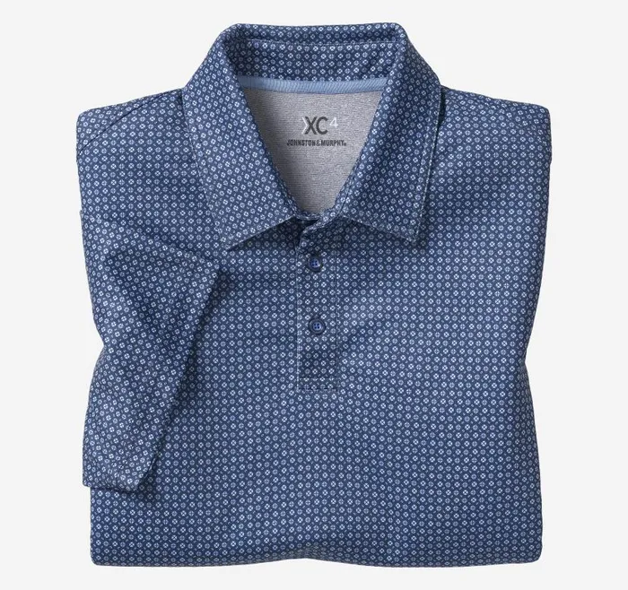 Men Johnston and Murphy Polos and Tees XC4 Performance Polo Navy Geo Men Johnston and Murphy Polos and Tees XC4 Performance Polo Navy Geo