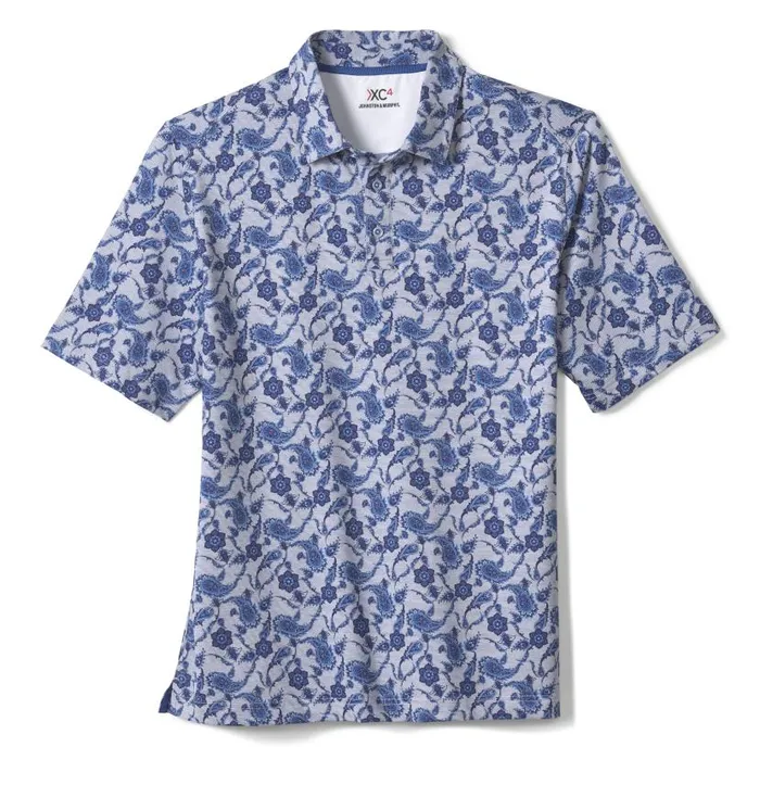 Men Johnston and Murphy Polos and Tees XC4 Performance Polo Navy Paisley Men Johnston and Murphy Polos and Tees XC4 Performance Polo Navy Paisley