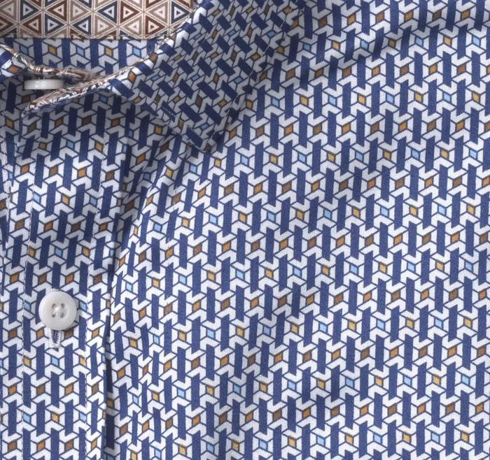 Men Johnston and Murphy Shirts Printed Cotton Shirt Navywhite Diamond Bar Men Johnston and Murphy Shirts Printed Cotton Shirt Navywhite Diamond Bar