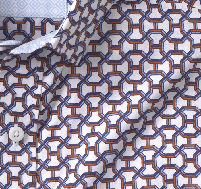 Men Johnston and Murphy Shirts Printed Cotton Shirt Orange Tunnel Maze Men Johnston and Murphy Shirts Printed Cotton Shirt Orange Tunnel Maze
