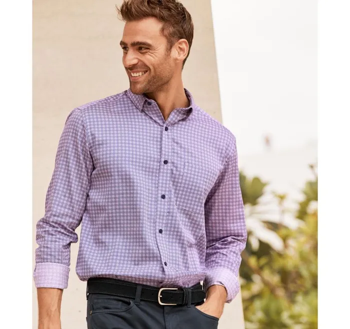 Men Johnston and Murphy Shirts Printed Cotton Shirt Pink Diamond Men Johnston and Murphy Shirts Printed Cotton Shirt Pink Diamond