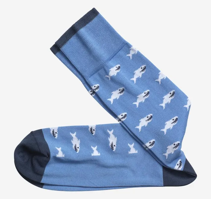 Men Johnston and Murphy Socks Novelty Socks Blue Shark