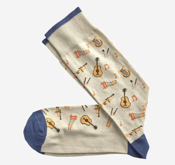 Men Johnston and Murphy Socks Novelty Socks Khaki Music City