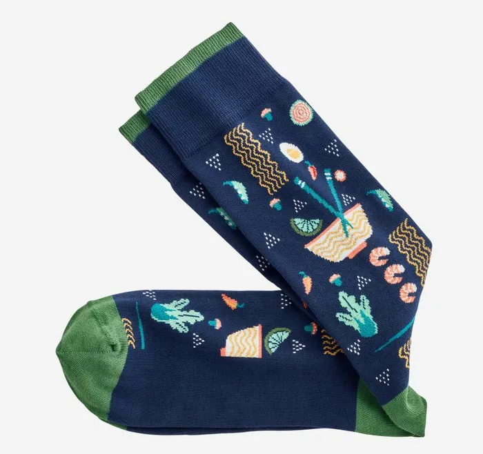 Men Johnston and Murphy Socks Novelty Socks Navy Ramen