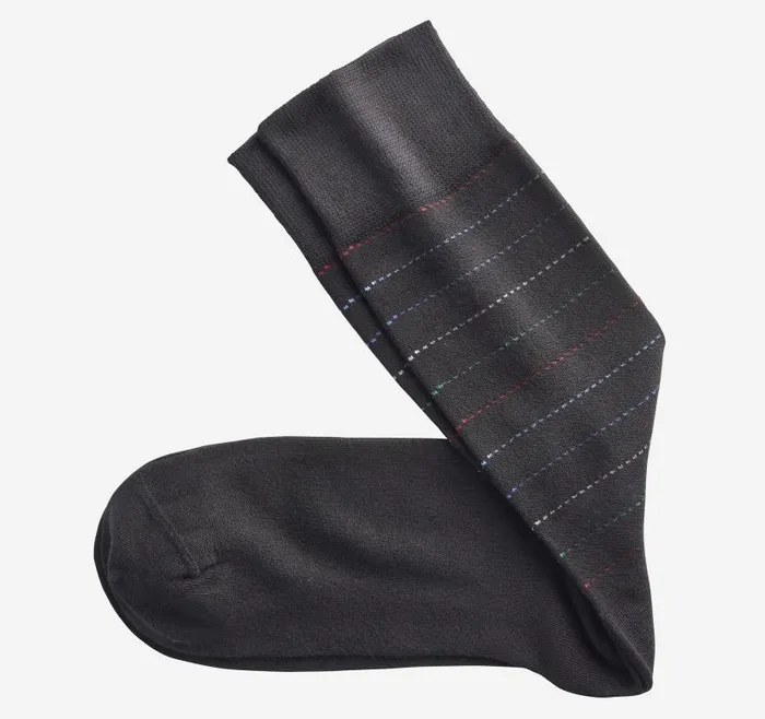 Men Johnston and Murphy Socks Striped Dress Socks Black Dotted Stripe