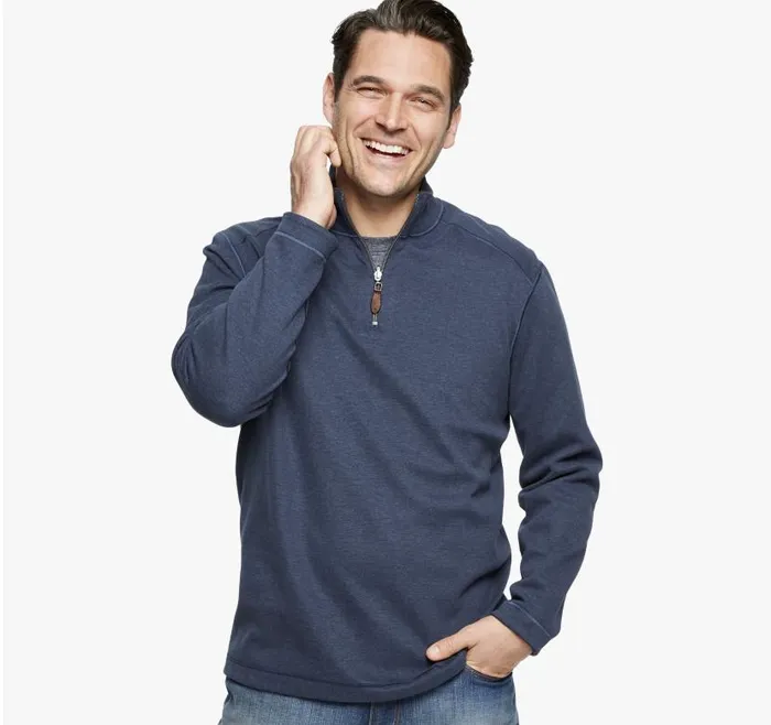 Men Johnston and Murphy Sweaters and Knits Reversible Solid QuarterZip Navybrown Men Johnston and Murphy Sweaters and Knits Reversible Solid QuarterZip Navybrown