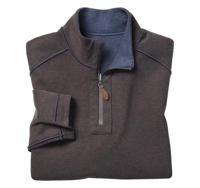 Men Johnston and Murphy Sweaters and Knits Reversible Solid QuarterZip Navybrown Men Johnston and Murphy Sweaters and Knits Reversible Solid QuarterZip Navybrown