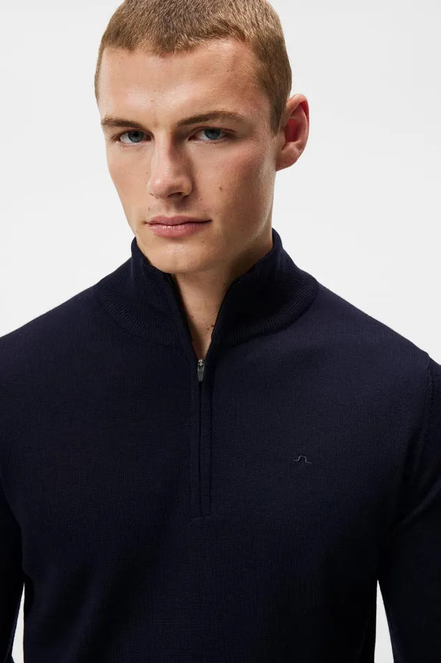 Men Kiyan Quarter Zip Sweater JL Navy JLindeberg Knitwear Men Kiyan Quarter Zip Sweater JL Navy JLindeberg Knitwear