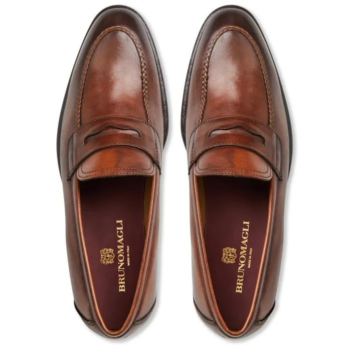 Men Loafers and Slipons Bruno Magli Arden Braided Leather LoaferCognac
