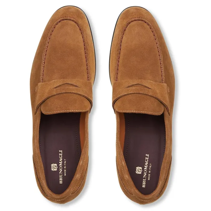 Men Loafers and Slipons Bruno Magli Silas Suede Loafer 8211 Cognac